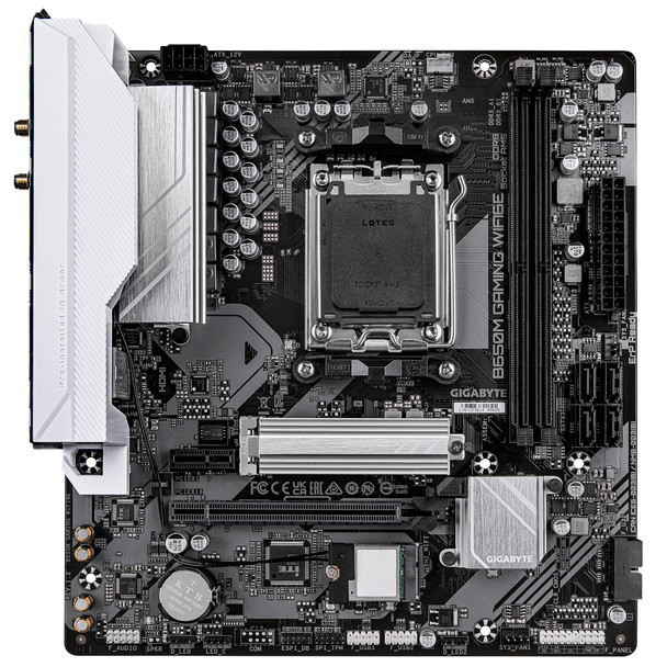 Gigabyte B650M GAMING WIFI6E (Rev. 1.2) AMD AM5 Socket Motherboard, Micro-ATX, 2x DDR5 DIMM Slots, 1x M.2 Socket, 2.5GbE LAN, Wi-Fi 6E, 1x D-Sub / 1x HDMI Port