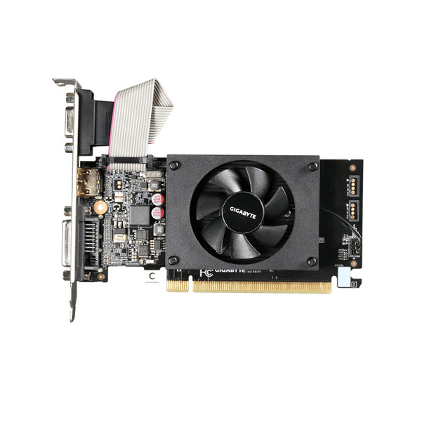 Gigabyte NVIDIA GeForce GT 710 2GB DDR3 Low Profile Graphics Card, 954 MHz Core Clock, Single Fan, 1x DVI-D / 1x D-Sub / 1x HDMI Port