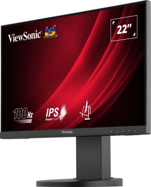 Viewsonic VG Series VG2208A LED Monitor 22 Inch With USB Hub, 1920 x 1080, Full HD Black, 100Hz, 5ms, HDMI, DisplayPort, Height-Adjustable