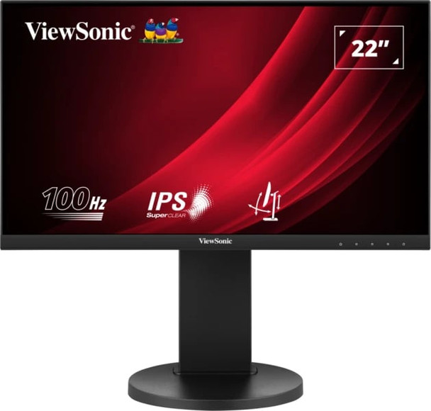 Viewsonic VG Series VG2208A LED Monitor 22 Inch With USB Hub, 1920 x 1080, Full HD Black, 100Hz, 5ms, HDMI, DisplayPort, Height-Adjustable