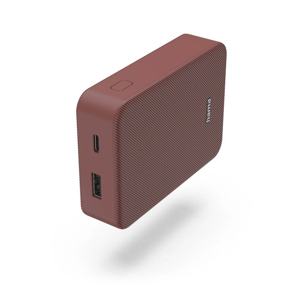 Hama Colour 10 10000mAh Power Bank Portable Charger USB-C USB-A Fast Charge Red