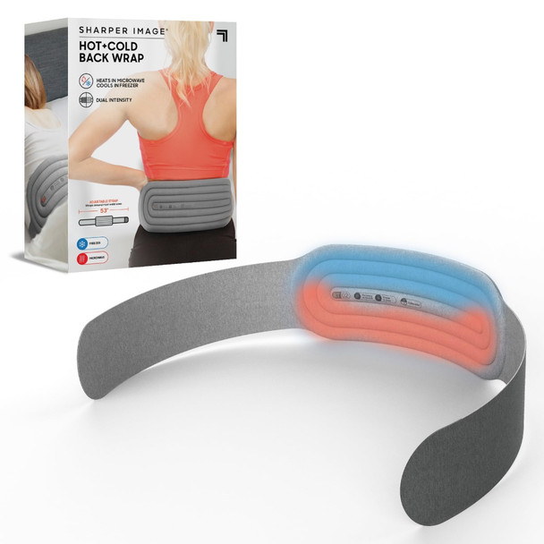 Sharper Image Hot Cold Compression Back Wrap Microwave Ice Therapy Support Grey