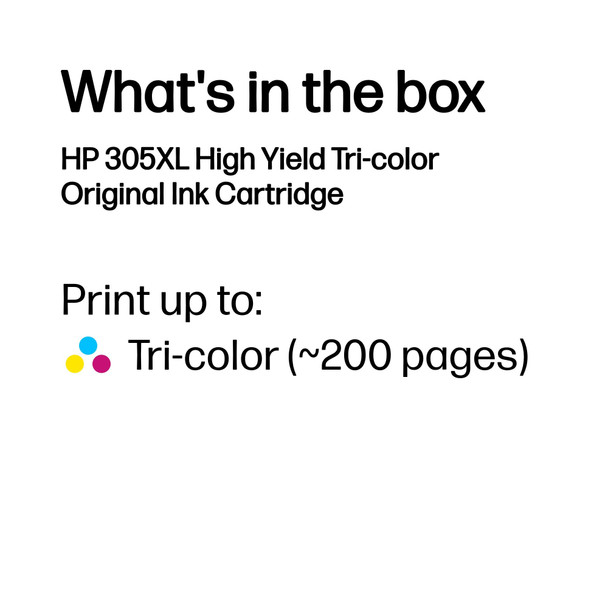 HP 305XL High Yield Tri-Colour Original Ink Cartridge for DeskJet Envy Printers