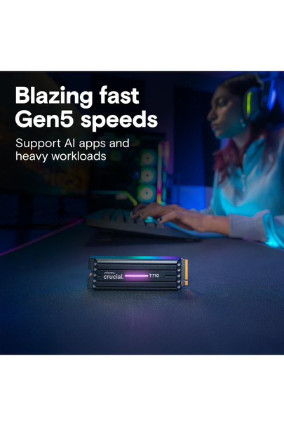 Crucial T710 with Heatsink 1TB PCIe Gen5 NVMe M.2 2280 SSD