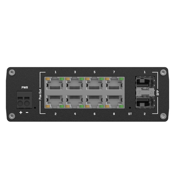 Teltonika TSW202 Managed PoE+ switch, 8 x Gigabit Ethernet, 2 x SFP, Profinet certified, integrated DIN rail bracket, durable design – image 5