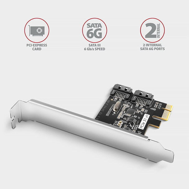 Axagon PCES-SJ2 PCIe - 2x internal SATA 6G port controller, JMB582, SP & LP