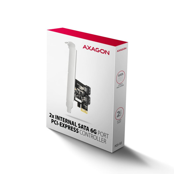 Axagon PCES-SJ2 PCIe - 2x internal SATA 6G port controller, JMB582, SP & LP