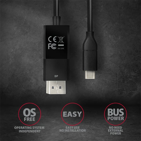 Axagon RVC-DPC USB-C -> DisplayPort cable 1.8m 4K/60Hz