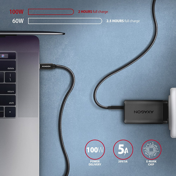 Axagon BUCM32-CM10AB SPEED+ USB-C <> USB 20Gbps/100W cable 1 m