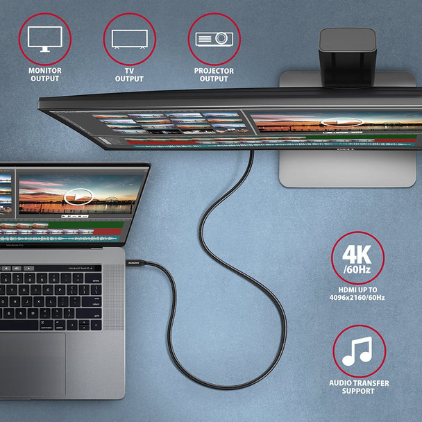 Axagon BUCM32-CM10AB SPEED+ USB-C <> USB 20Gbps/100W cable 1 m