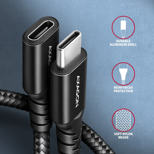 Axagon BUCM32-CF10AB SPEED+ USB-C <> USB 20Gbps extension cable 1 m