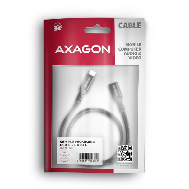 Axagon BUCM32-CF10AB SPEED+ USB-C <> USB 20Gbps extension cable 1 m