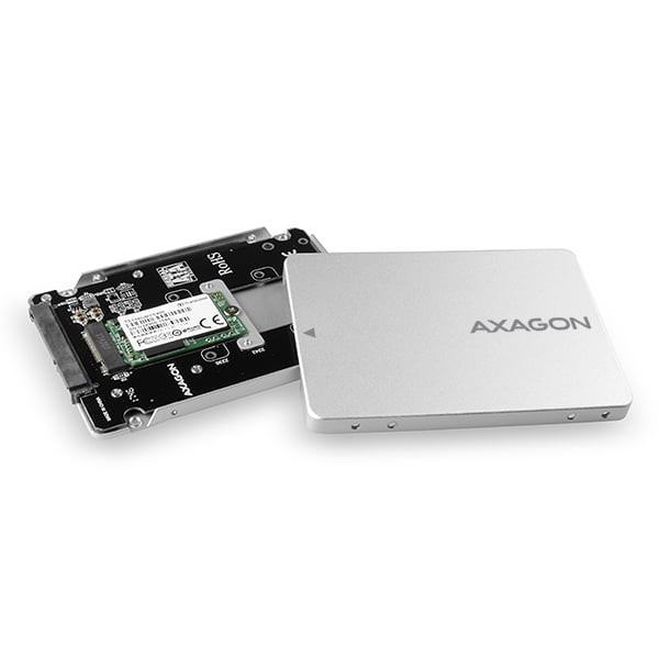 Axagon RSS-M2SD SATA - M.2 SATA SSD, internal 2.5" ALU box, silver
