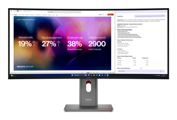 Lenovo ThinkVision P40WD-40 39.7" 5K2K IPS 120Hz Monitor USB-C Height Adjustable - 64B4XAT1EU