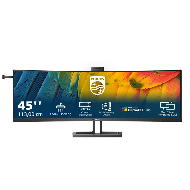 Philips 6000 Series 44.5" UltraWide Dual Quad HD VA 75Hz Monitor USB-C, Height Adjustable - 45B1U6900CH/00