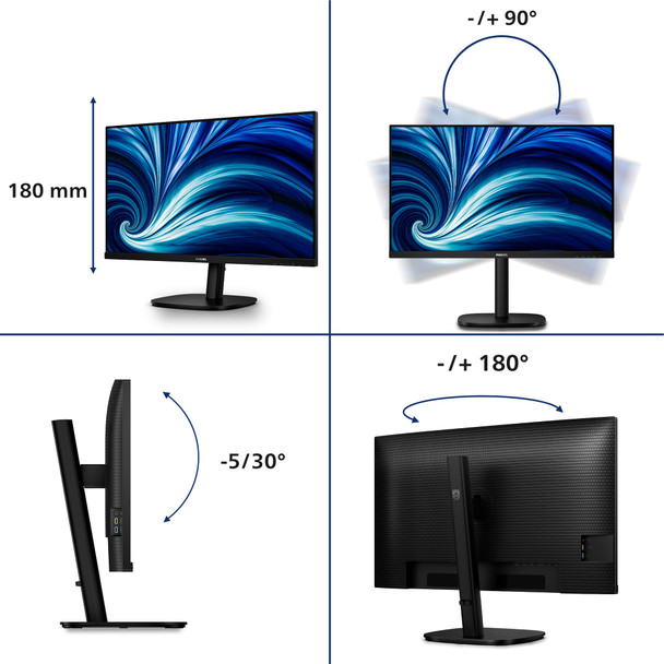 Philips 32B2U3601/00 31.5" QHD IPS 100Hz Monitor with USB-C & Height Adjustable