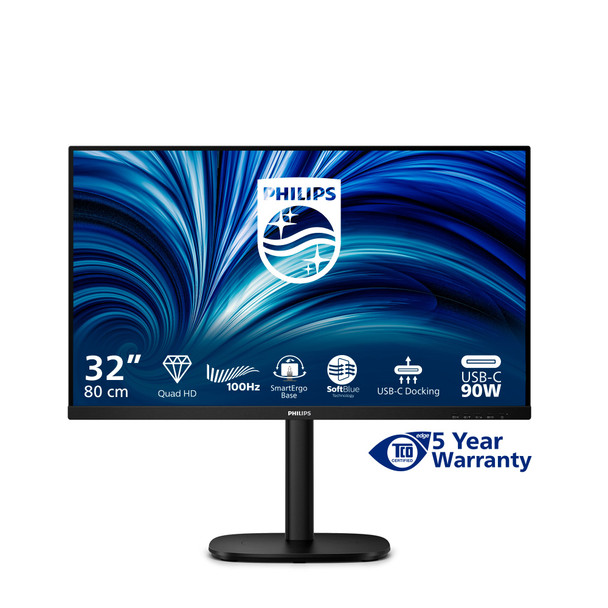 Philips 32B2U3601/00 31.5" QHD IPS 100Hz Monitor with USB-C & Height Adjustable
