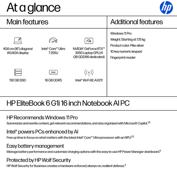HP EliteBook 6 G1i 16" WUXGA Core Ultra 7 255U 16GB RAM 512GB SSD Windows 11 Pro Laptop - Very Good Refurbished – image 4