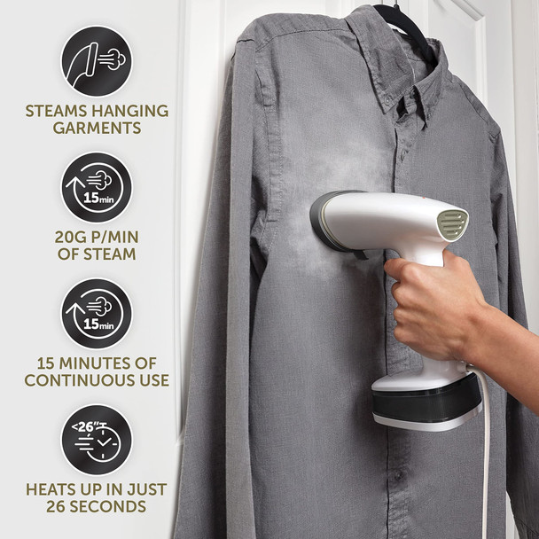 Breville CompactSteam Handheld Travel Clothes Garment Steamer 1400W 200ml White – image 3