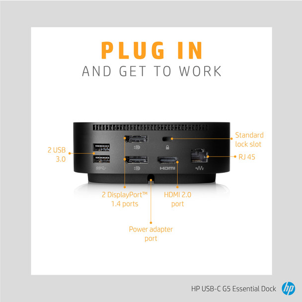 HP USB-C G5 Essential Docking Station 65W PD Triple Display HDMI DP Ethernet Hub – image 4
