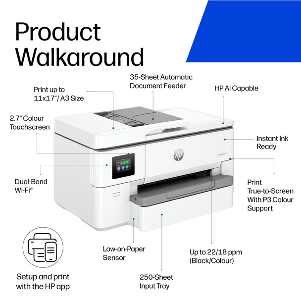 HP OfficeJet Pro 9720e A3 Colour Multifunction Wireless All-in-One Printer – image 5
