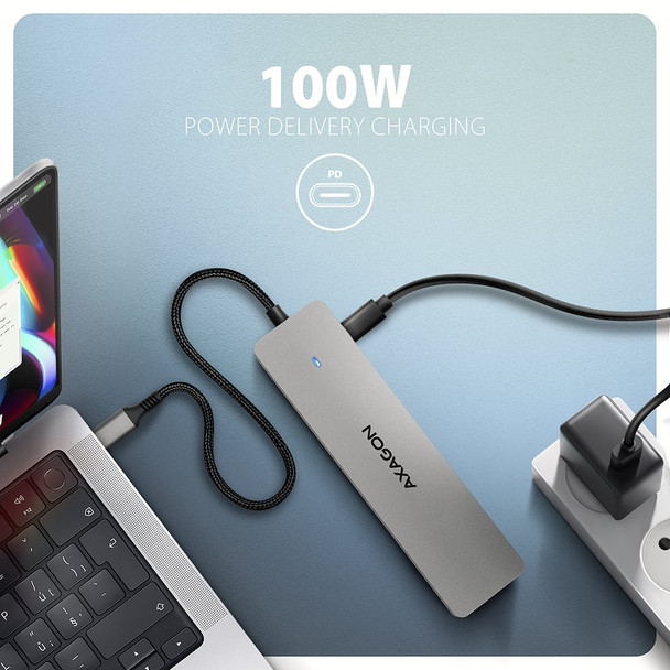 AXAGON HMC-7HX2 USB-C 7-in-1 Docking Station Dual HDMI Gigabit Ethernet 100W PD - HMC-7HX2 – image 4