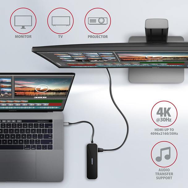 AXAGON HMC-6GL USB-C Docking Station with HDMI 4K, Gigabit Ethernet and 100W PD - HMC-6GL – image 6