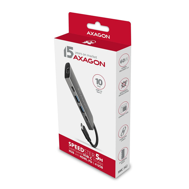 AXAGON Speedster USB-C Docking Station 10Gbps 4K HDMI 100W PD - HMC-5G2 – image 2