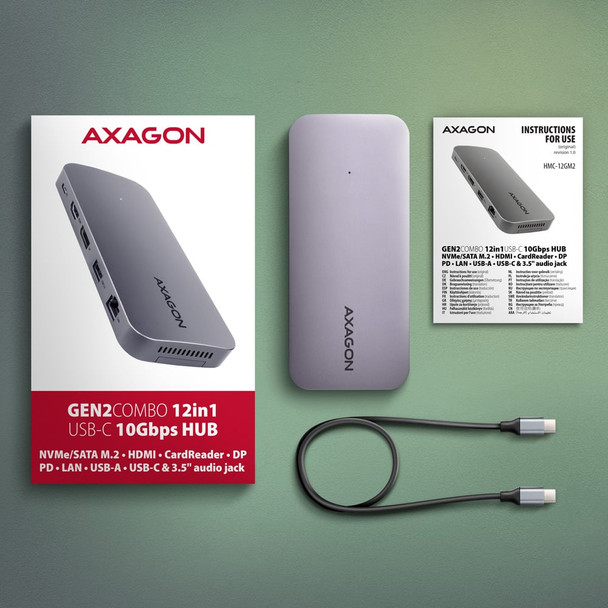 AXAGON USB-C Docking Station with M.2 SSD Enclosure, HDMI, DP & 100W PD - HMC-12GM2 – image 11