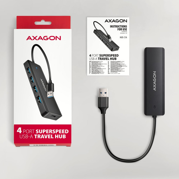 AXAGON HUE-C1A 4-Port USB 3.2 Gen 1 USB-A Hub with 19cm Cable - HUE-C1A – image 6
