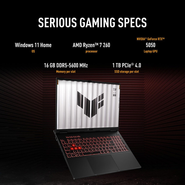 ASUS TUF Gaming A16 Gaming Laptop Ryzen 7 260 16GB 1TB 16" - FA608UHI-TU127W – image 8