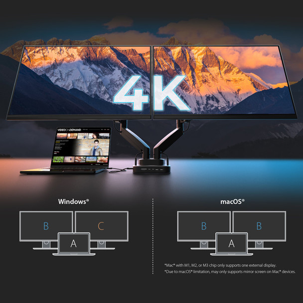 j5create JTSA302 Dual Monitor Mount with USB-C Dock for Up to 32" Screens - JTSA302-N – image 3