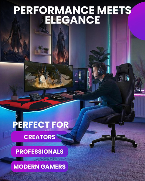 Arozzi Avanti Soft Fabric Ergonomic Gaming Chair, 120kg Capacity, 3D Armrests - AVANTI-SFB-PBK – image 6