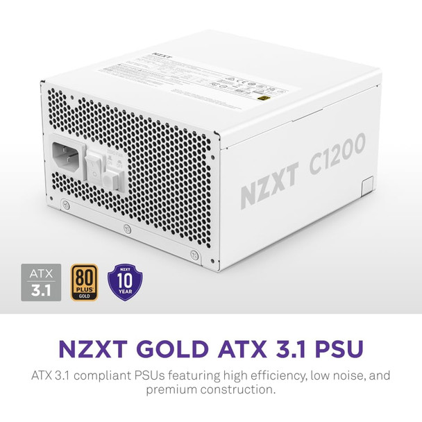 NZXT C1200 Gold ATX 3.1 Power Supply 1200W 80 PLUS Gold Fully Modular White - PA-2G2BW-UK – image 2