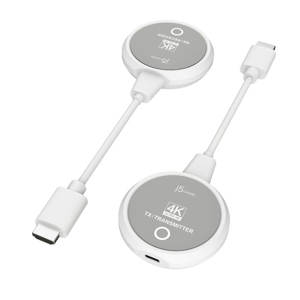 j5create JVAW75 ScreenCast 4K Wireless Display HDMI™ Extender, grey/white