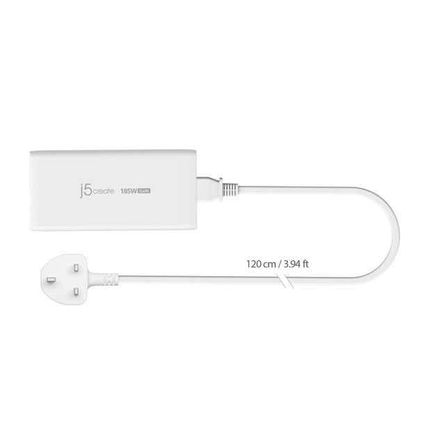 J5CREATE 185W GaN PD 3.1 USB-C 3-Port Charger - JUP37185W-FN – image 3