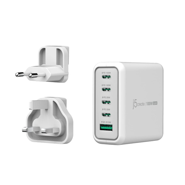 j5create JUP53100 100W GaN 5-Port USB-C & USB-A Charger - JUP53100EF-N – image 8
