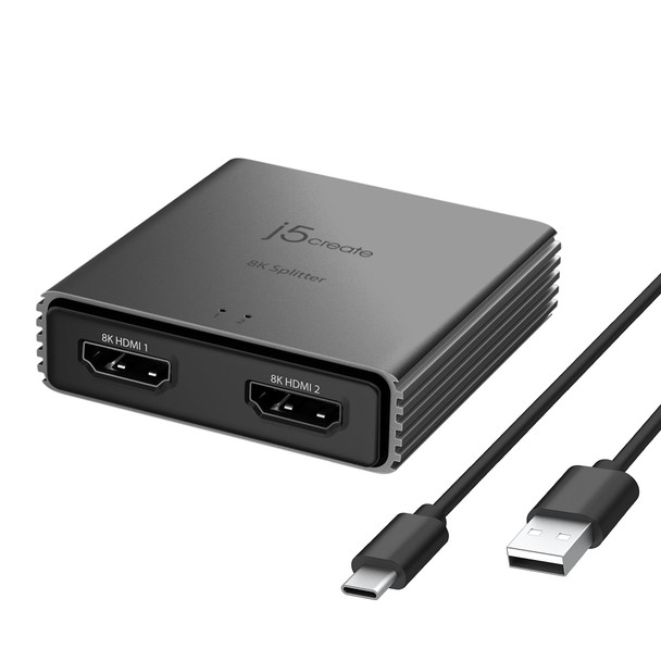 J5CREATE JDSH812 8K HDMI 2.1 2-Way Splitter 8K 60Hz 4K 120Hz HDR10+ - JDSH812-N – image 2