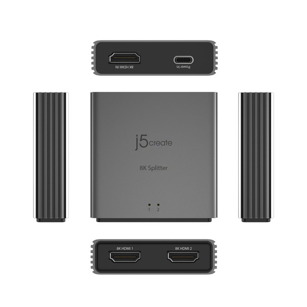 J5CREATE JDSH812 8K HDMI 2.1 2-Way Splitter 8K 60Hz 4K 120Hz HDR10+ - JDSH812-N – image 3