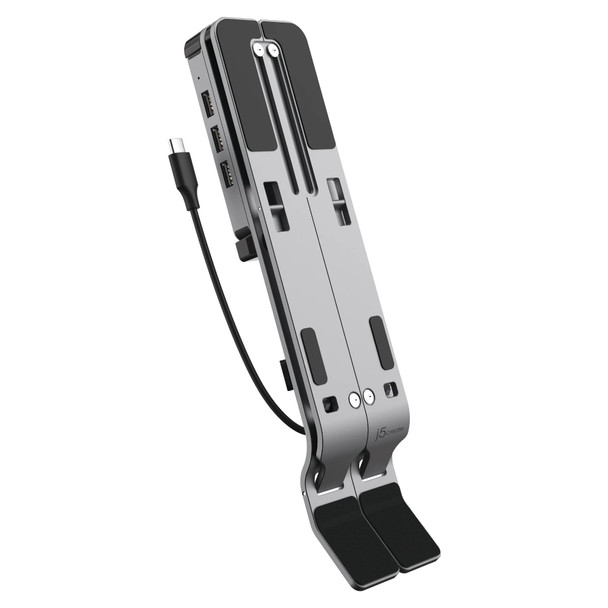 j5create Laptop Stand with USB 4-Port Hub for Up to 16" Laptops, Aluminium, Grey - JTS223-N – image 2