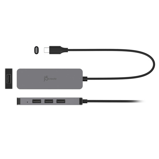 j5create Laptop Stand with USB 4-Port Hub for Up to 16" Laptops, Aluminium, Grey - JTS223-N – image 4