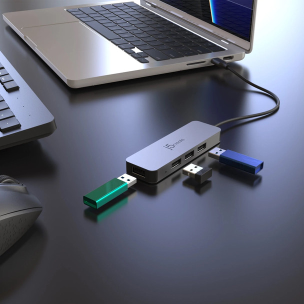 j5create Laptop Stand with USB 4-Port Hub for Up to 16" Laptops, Aluminium, Grey - JTS223-N – image 6