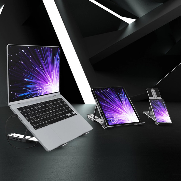 j5create Laptop Stand with USB 4-Port Hub for Up to 16" Laptops, Aluminium, Grey - JTS223-N – image 9