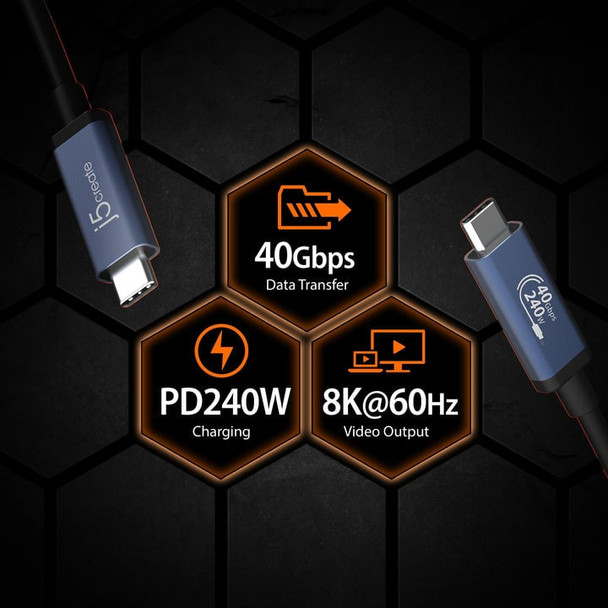 j5create JUC29L08 USB Type-C Cable 40Gbps 240W 0.8m - JUC29L08-N – image 6