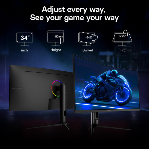 KOORUI 34" Ultrawide WQHD 240Hz VA Curved Gaming Monitor - G3441XC – image 8