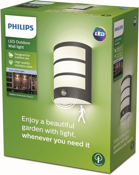 Philips Python LED Outdoor Wall Light with Motion Sensor Anthracite IP44 – image 2