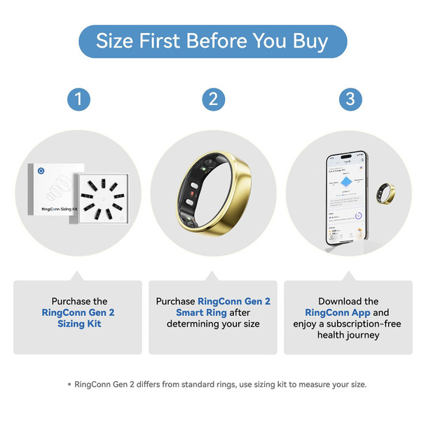RingConn Gen 2 Smart Ring Size 8 Gold Fitness Sleep Health Tracker Titanium – image 2