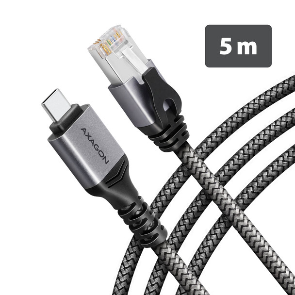 Axagon ADE-CM50 USB-C Gigabit Ethernet adapter with integrated CAT6 RJ-45 network cable (5 m)