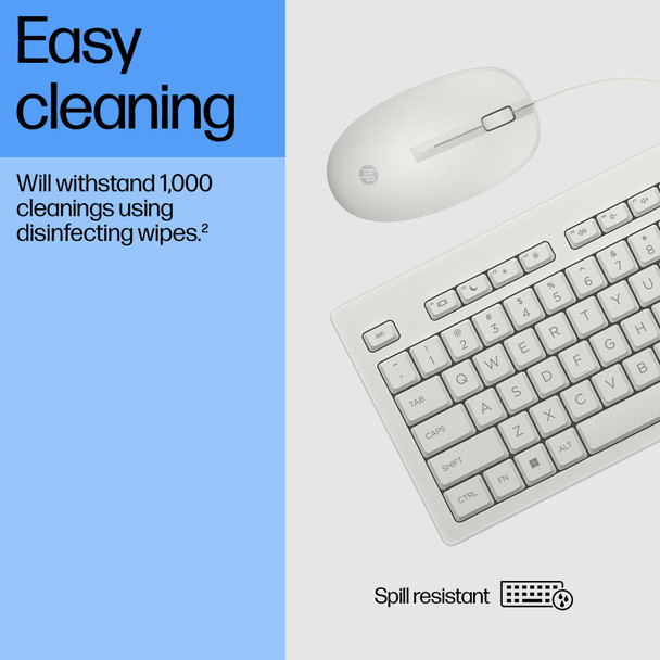 HP 225 Wired USB Keyboard and Mouse Combo Set White PC Laptop – image 7