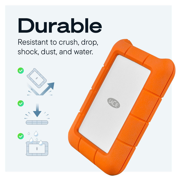LaCie Rugged 5TB External Hard Drive HDD USB-C Portable Storage for Mac & PC – image 7